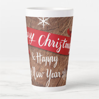 Caneca De Café Latte Elegant Merry Christmas Script White Snowflakes