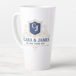 Caneca De Café Latte Elegant Monogram bride and groom names Weeding