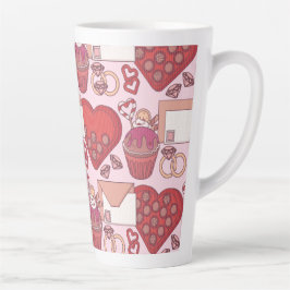 Caneca De Café Latte Elegant Red Heart Love Theme Valentine’s Day Gift