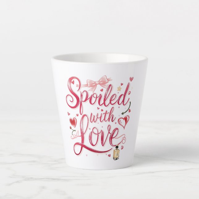 Caneca De Café Latte Elegant Red Script with Champagne (Frente)