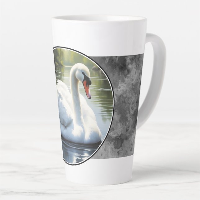 Caneca De Café Latte Elegant Swan is Swimming  in Water (Ângulo direito)