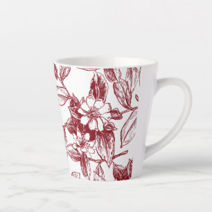 Caneca De Café Latte Elegante aguarela botânica "Rosa Vermelha Vintage"