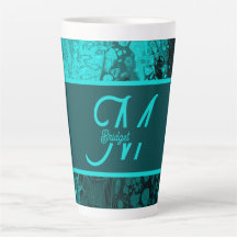 Elegante Aqua Teal bold Script Monograma
