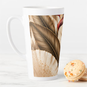 Caneca De Café Latte Elegante Ave do Paraíso & Ginkgo Arte Botânica
