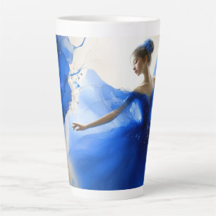 Caneca De Café Latte Elegante Ballet Whirl em azul Índigo