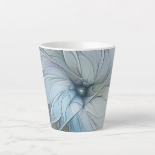 Caneca De Café Latte Elegante Beleza Arte Fractal Abstrata Moderna Flor