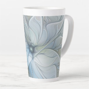 Caneca De Café Latte Elegante Beleza Arte Fractal Abstrata Moderna Flor