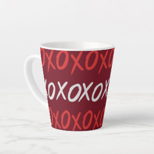Caneca De Café Latte Elegante Burgundy XOXO Abraços e Beijos