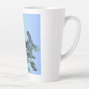 Caneca de Café Latte Elegante com Pássaro Pérola e