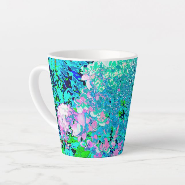 Caneca De Café Latte Elegante Cor-de-rosa e azul (Ângulo esquerdo)