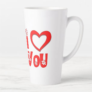 Caneca De Café Latte Elegante Eu Te Amo Cerâmica Vermelho Minimalista