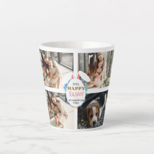 Caneca De Café Latte Elegante felz pascoa Orelha Família Ovos Quatro Fo