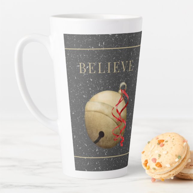 Caneca De Café Latte Elegante Jingle Bell, ACREDITE com neve (In Situ)