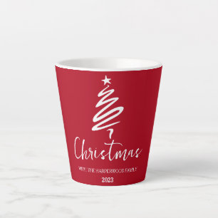 Caneca De Café Latte Elegante Moderno Mínimo Nome da Família Natal Tw
