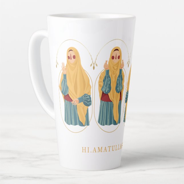 Caneca De Café Latte Elegante Muslimah Mug - Oi Amatullah (Ângulo esquerdo)