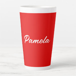 Caneca De Café Latte Elegante Nome Clássico Minimalista Vermelho Quente