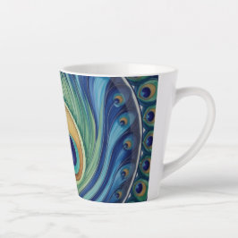 Caneca De Café Latte Elegante Peacock Feather Mandala
