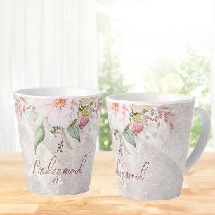 Caneca De Café Latte Elegante Rosa Peônia Floral Mármore 