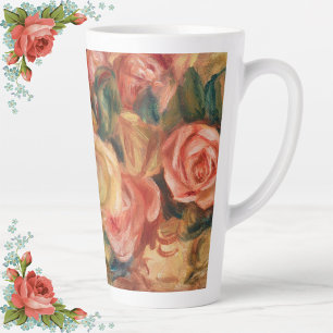 Caneca De Café Latte Elegante Rosas Renoir Amarelo Cor-de-Rosa Floral