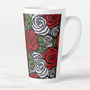 Caneca De Café Latte Elegante Sofisticado Floral Moderno Chic Estiloso 