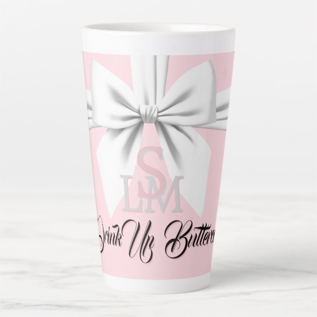 Caneca De Café Latte Elegante Tiffany Birthday Monograma Rosa (Frente)