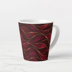 Caneca De Café Latte Elegantes Ondas de Mármore Vermelho Borgonha com A