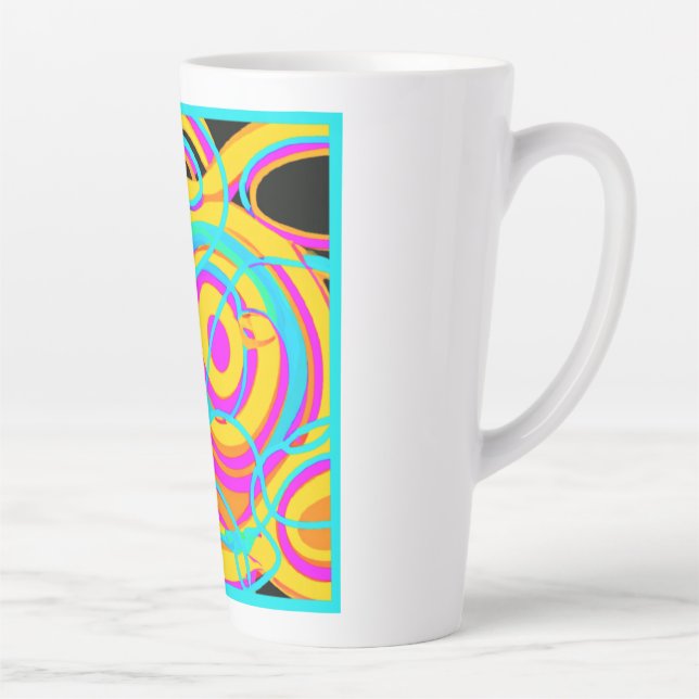 Caneca De Café Latte Elétrica Neon Pattern Art Design (Direita)