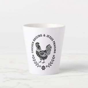 Caneca De Café Latte Elevação de Galinha e Louvação de Jesus