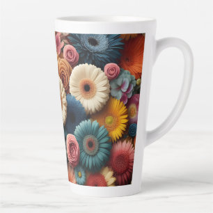 Caneca De Café Latte Eleve Seu Espaço Colorido Gerbera Daisy Floral