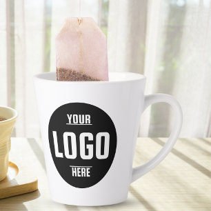 Caneca De Café Latte Eleve sua Marca com um logotipo de empresa persona