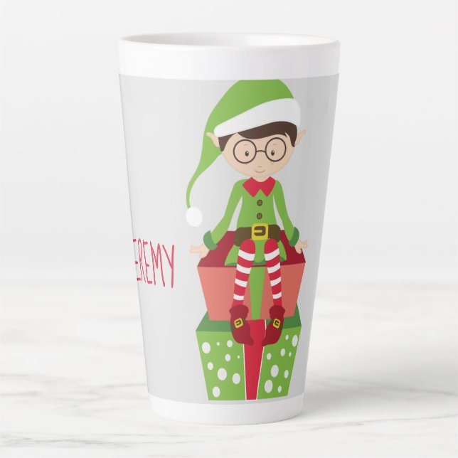 Caneca De Café Latte Elf Cute Respeitado Personalizado (Frente)