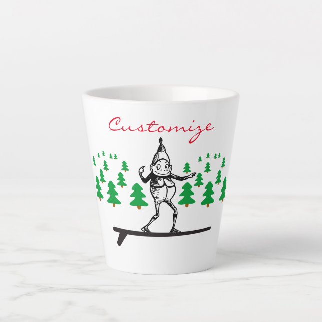 Caneca De Café Latte Elf em uma Surfboard Thunder_Cove (Frente)