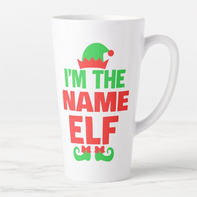 Caneca De Café Latte Elfo de Natal Personalizado (Direita)
