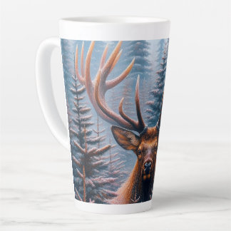 Caneca De Café Latte Elk Bull em Pine Trees