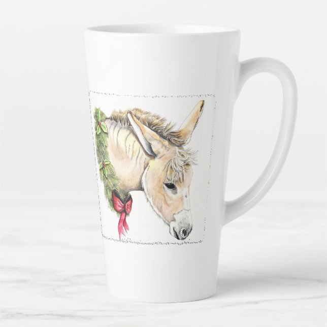Caneca De Café Latte Ella a Burra de Natal (Direita)