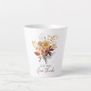 Caneca De Café Latte Em Todas As Coisas, Os Obrigados Do Outono
