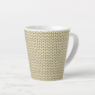 Caneca de Café Latte em Tricô Creme Preto