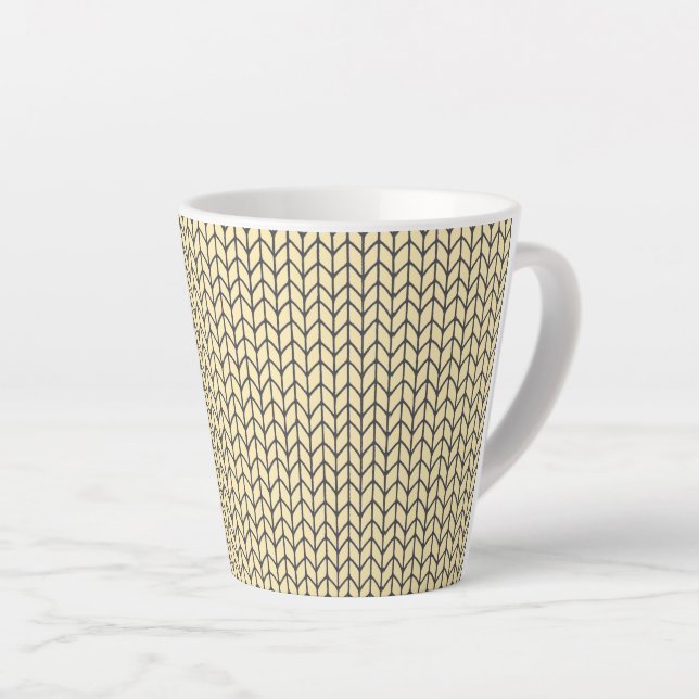 Caneca de Café Latte em Tricô Creme Preto (Ângulo direito)
