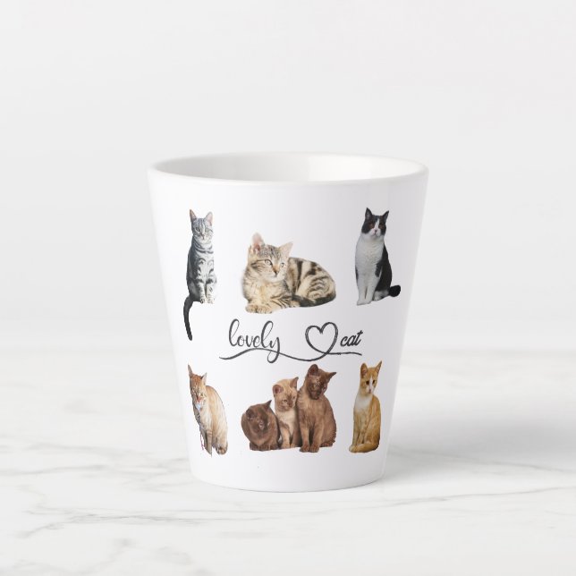 Caneca De Café Latte Embalagem de gatos, Encapsulamento de gatos engraç (Frente)