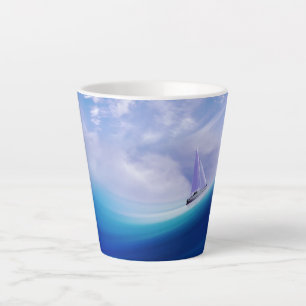 Caneca De Café Latte Embarcação à vela e onda épica