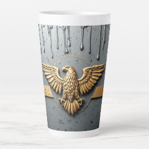 Caneca De Café Latte Emblema de Águia Dourada com Asas Estendidas