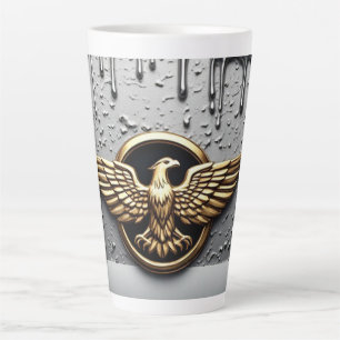 Caneca De Café Latte Emblema de Águia Dourada com Asas Estendidas