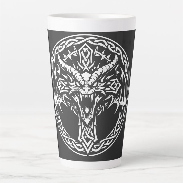Caneca De Café Latte Emblema de Dragão Celta por BurnsInHell (Frente)