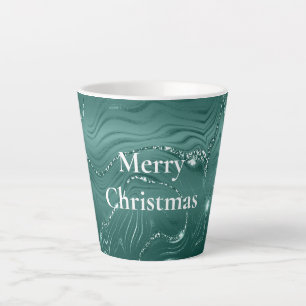 Caneca De Café Latte Emerald Green Glitzy Marble