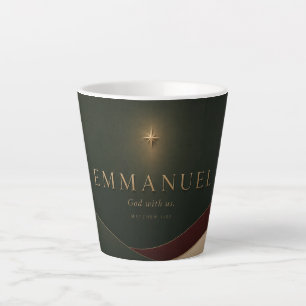 Caneca De Café Latte EMMANUEL   Mateus 1:23 Cristão 