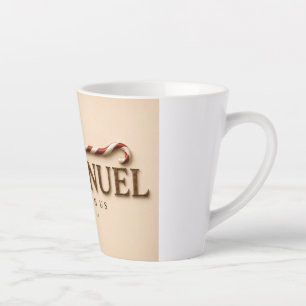 Caneca De Café Latte EMMANUEL   Mateus 1:23 Natal   Creme Quente