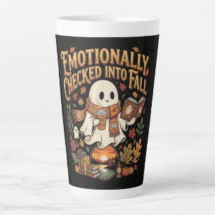 Caneca De Café Latte Emocionalmente Registado no Outono de Halloween