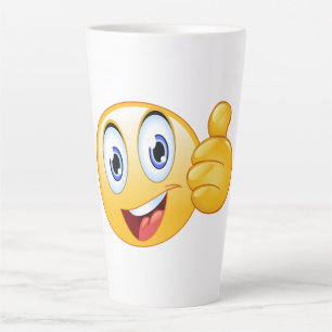 Caneca De Café Latte Emoji de Polegar Para Cima Bem Feito Rosto Feliz S