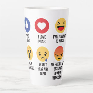 Caneca De Café Latte Emojis de Música