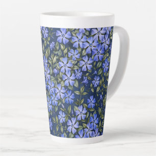 Caneca De Café Latte Encantadoras Flores de Vinca Espalhadas Azul Profu